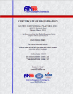 Gatto Industrial Platers ISO 9001: 2015 Quality Management System