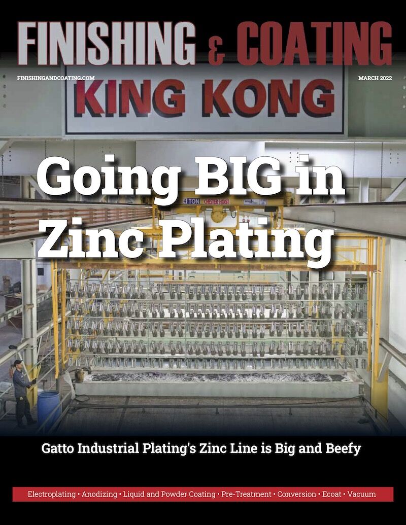 Gatto’s Large Parts Zinc Plating Line -King Kong- was recently featured as the cover story for Finishingandcoating.com